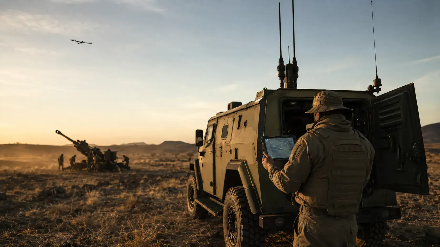 African Defence Systems integrated command, communications and weapon platforms in a field operating environment